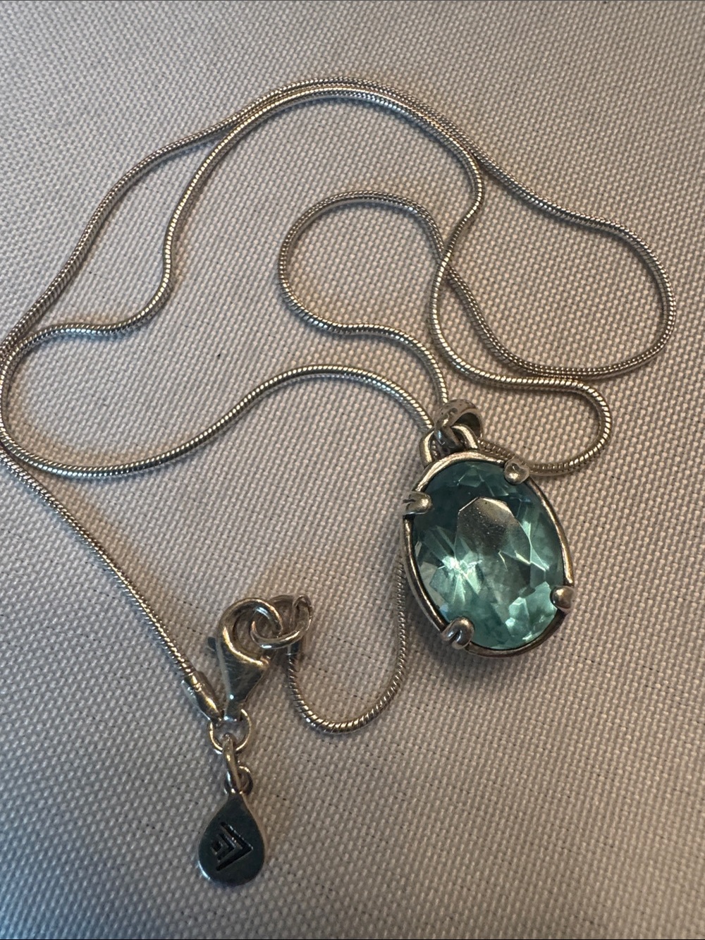 Silpada Sterling Silver 925 Necklace with Aquamarine Blue Oval Pendant